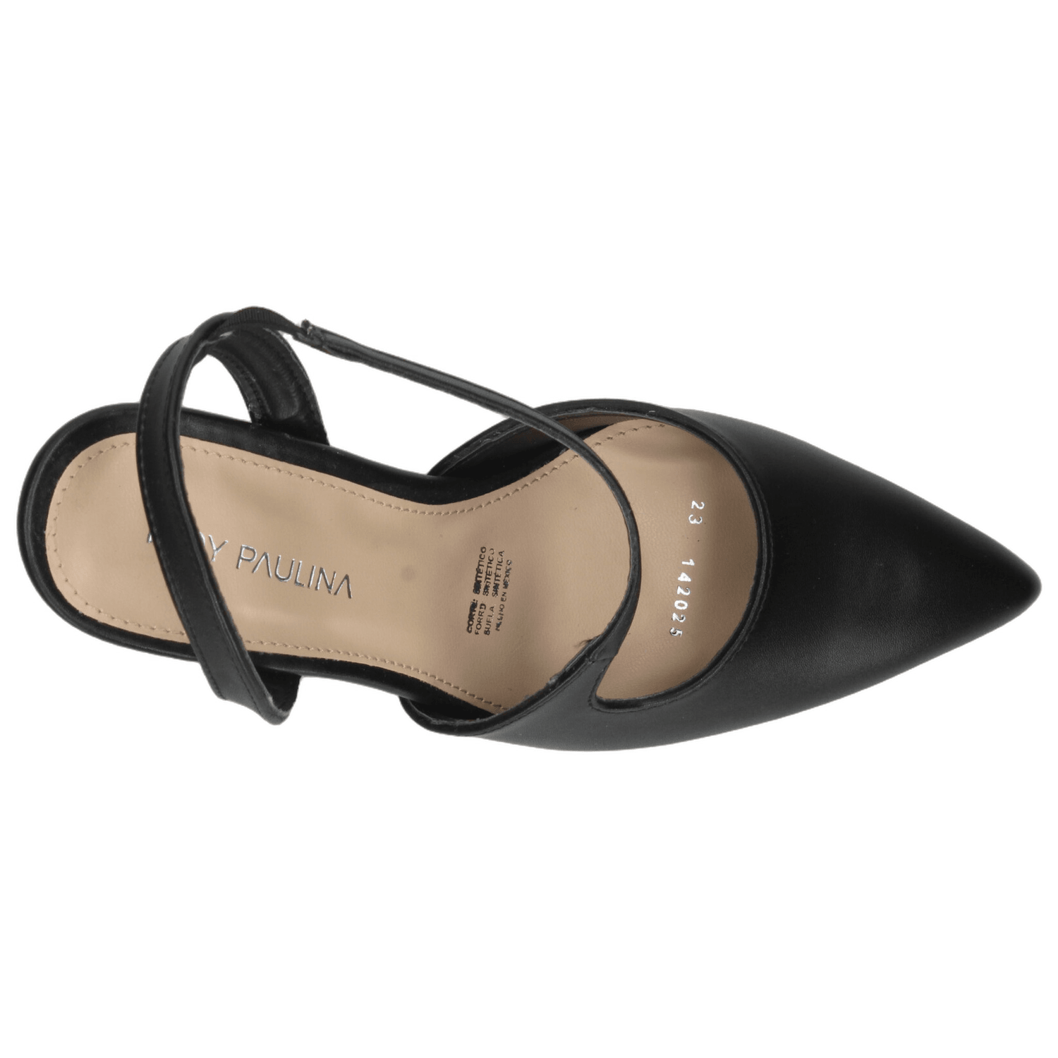Zapatillas Paulina Dama Negro Formal Tacón Puntiagudo Mujer — imagen 9