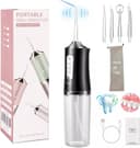 Limpiador de dientes inalámbrico Water Flosser,Irrigador Bucal,IPX7 impermeable240ML,hilo dental de agua de 3 modos con 4 puntas de chorro para el hogar,Bolsas de viaje. Hilo Dental de Agua sin Cable para el Hogar,Viajes,Ducha