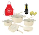 Batería de Cocina Mármol Granito 12 Pzas con Tapas y Sartenes