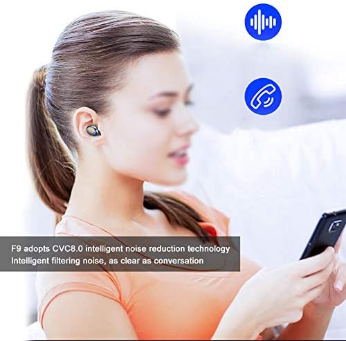 F9-5 Auriculares LED, 9D Reducción de Ruido Diaplay Digital Cantidad Eléctrica Diaplay Pantalla Auriculares Inalámbricos, Conexión Instantánea Control Táctil Cabina de Carga Grande para El Hogar — imagen 9