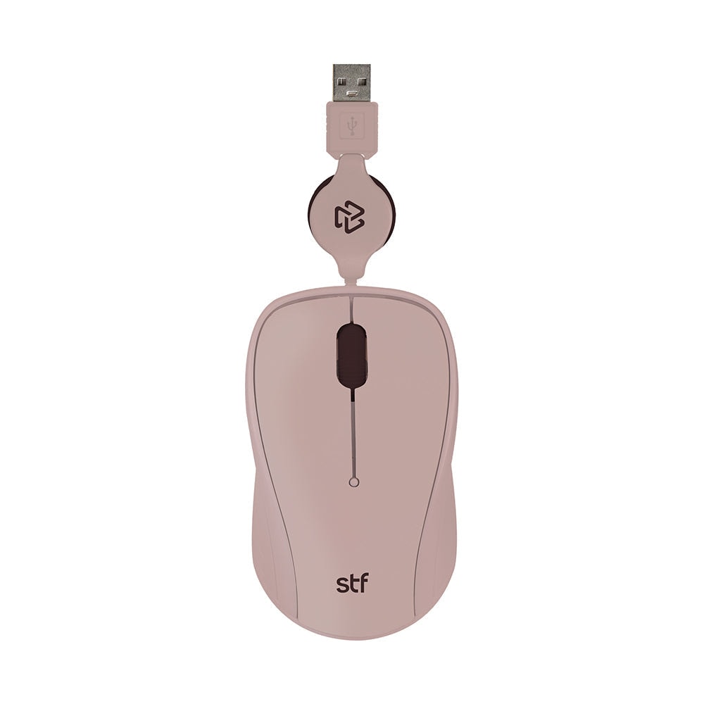 Mouse Alámbrico Retráctil STF VIVA: 1600 DPI, Ergonómico, USB, 80cm, Nude — imagen 2