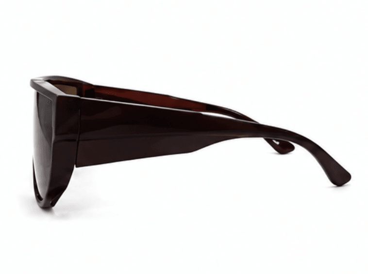 Lentes de Sol Oversize Tipo Shield Carey Unisex, Monolente Café — imagen 3