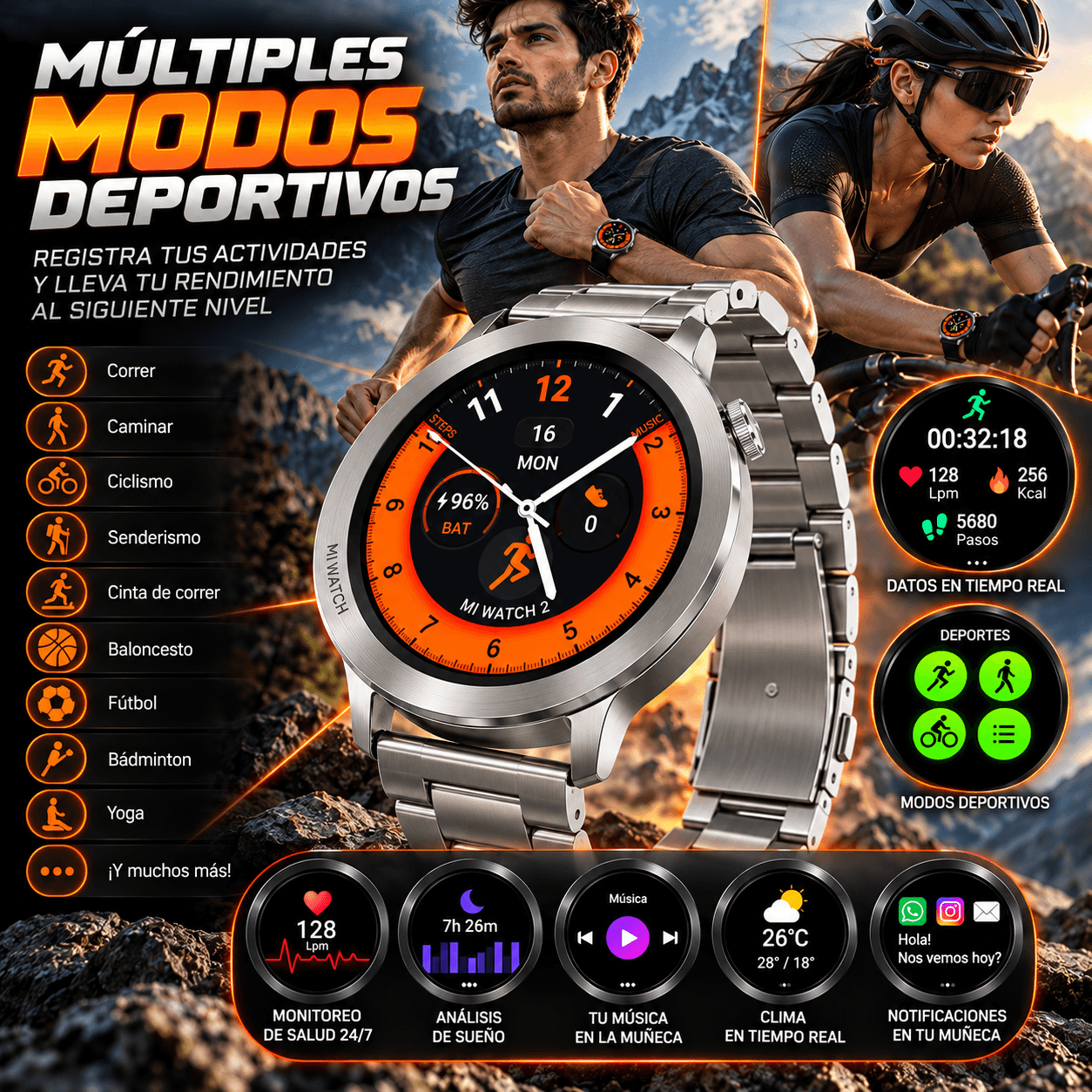Smartwatch TECNIQUERO AI Watch 3 Metálico WhatsApp, Llamadas Bluetooth y Modos Deportivos — imagen 7