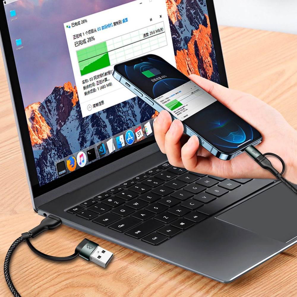 Cable 4 en 1 Tipo C/USB a Tipo C/Lightning 60W Carga Rápida 1.8m — imagen 3