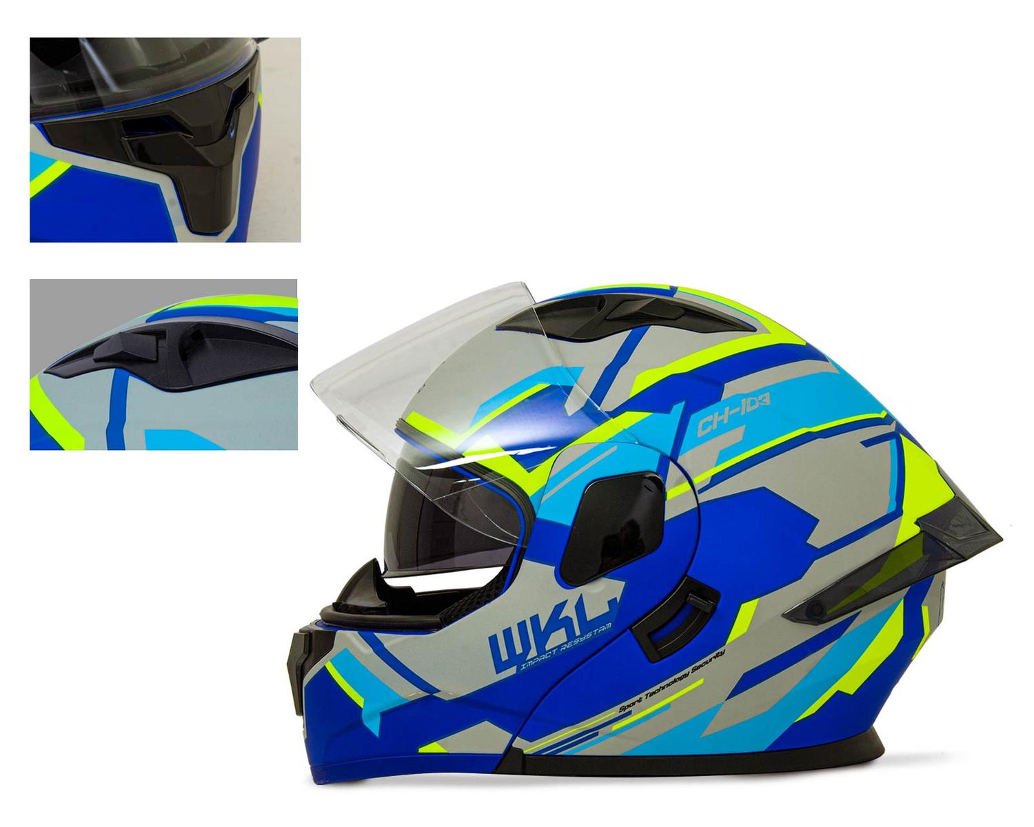 Casco WKL Motocicleta Dot Abatible CH-103 FINISH-AZUL — imagen 3