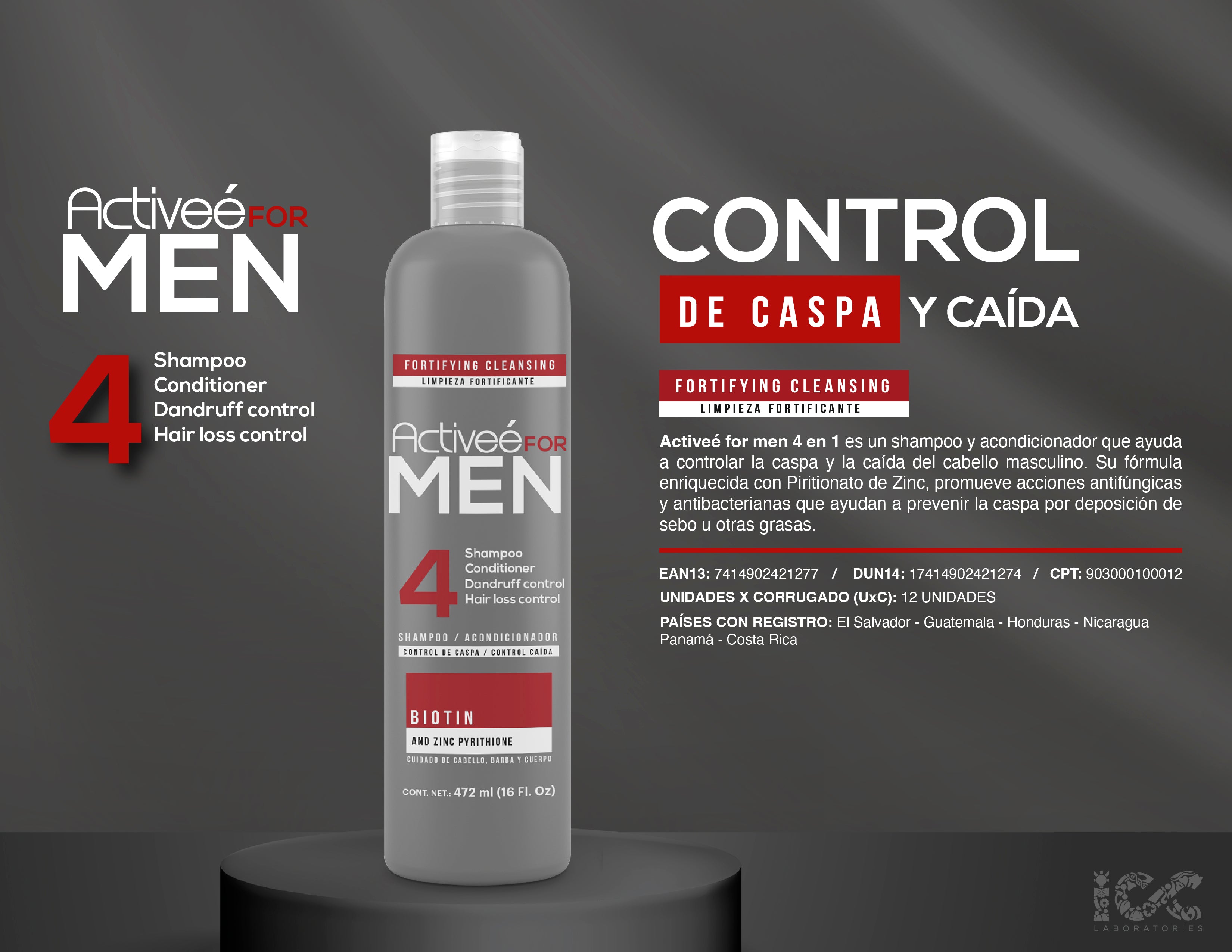 Shampoo y Acondicionador Anti Caspa y Anti Caida 4 en 1 Activee Men — imagen 3