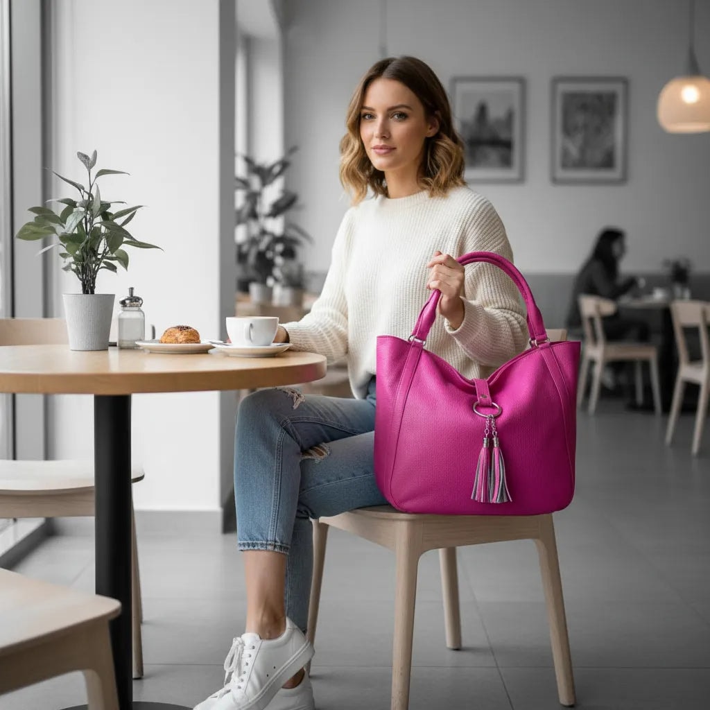 Bolsa Grande Aracely Piel Ternera Negra — imagen 3